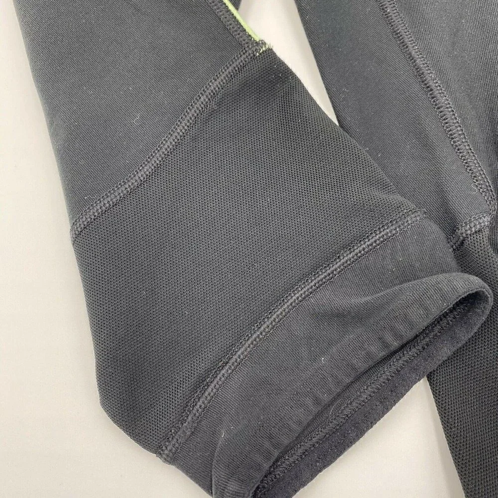 Nike Running Dri-Fit Womens Small Black Lime Green Cropped Leggings